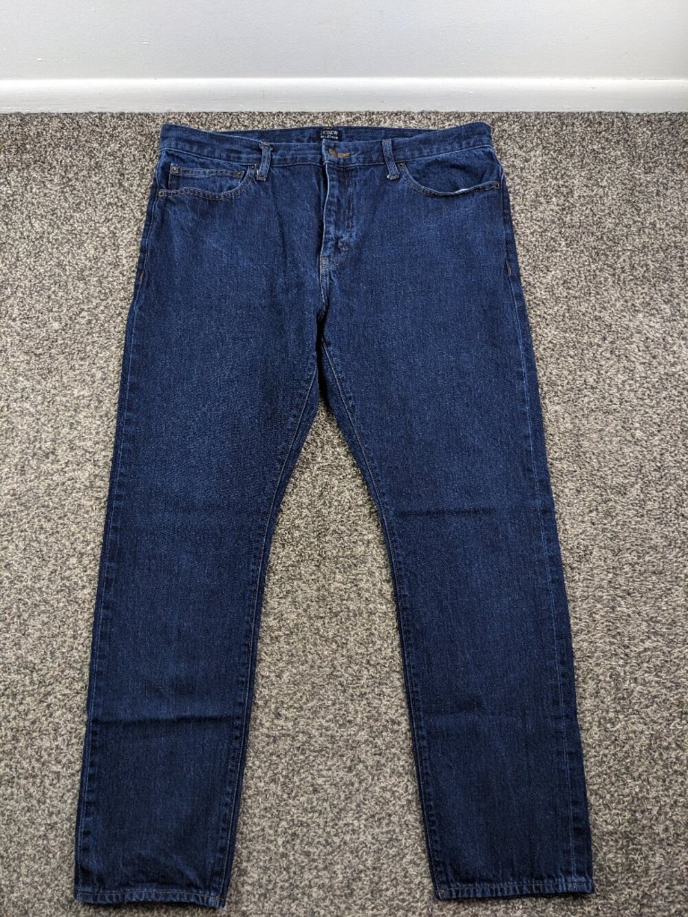 Selvedge J Crew Jeans 2020 Slim Fit Dark Wash Blue Mens 36x30 *Flaw